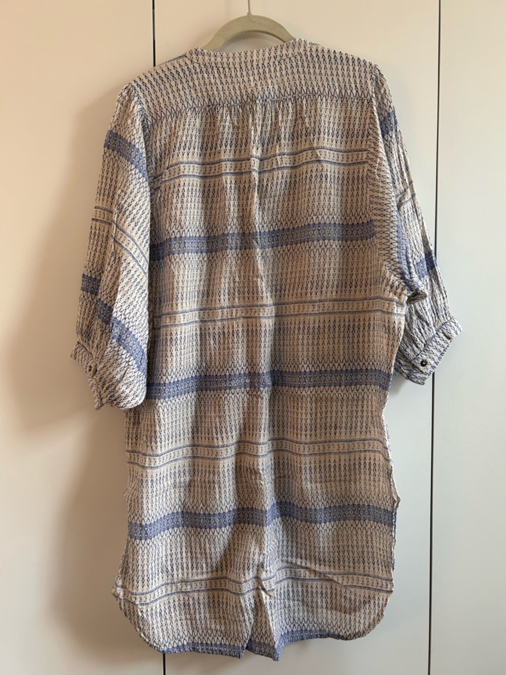 Maeve Blue & Cream Patterned Button-Front Tunic - Picture 4 of 4